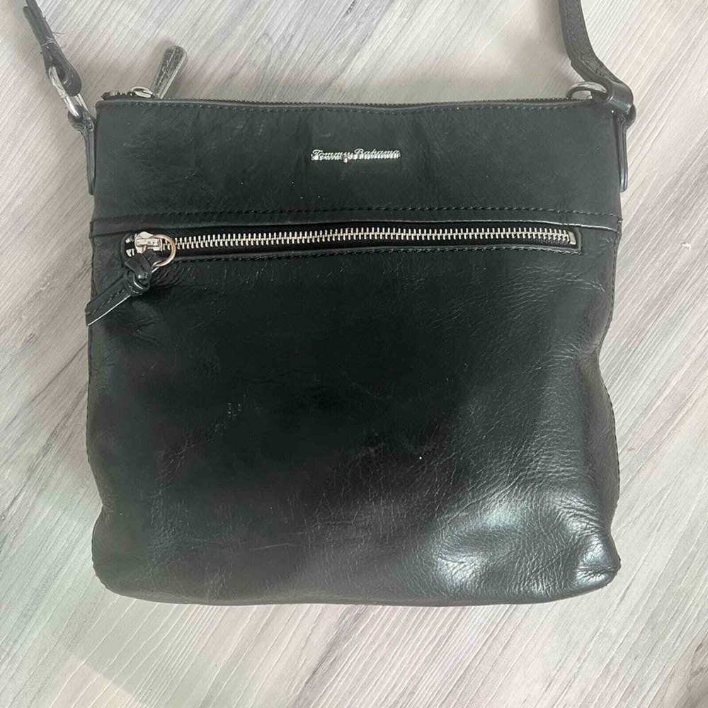 Tommy Bahama Black Leather Crossbody Purse OS
